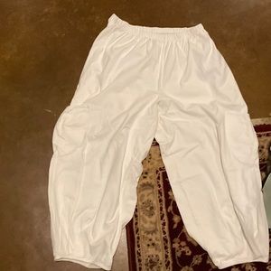 White parachute pants